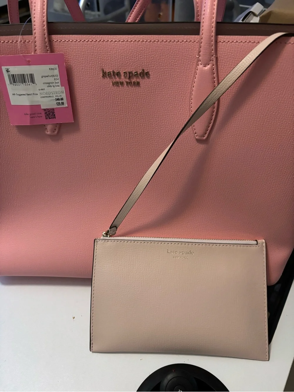 kate spade Pink Tote with Pale Blush Wristlet